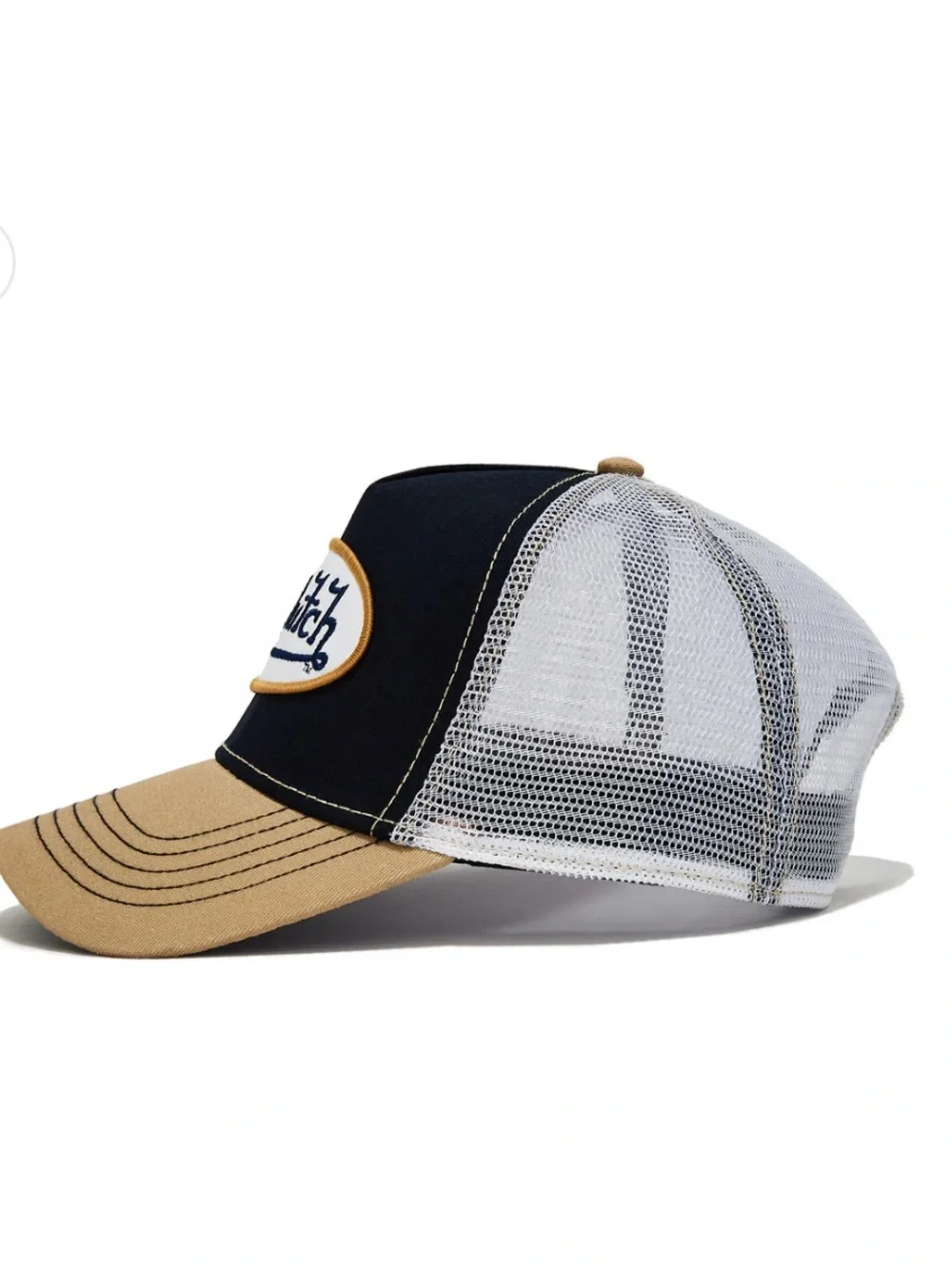 Von Dutch Navy Tan Trucker Hat NWT Y2K Streetwear Mesh Snapback